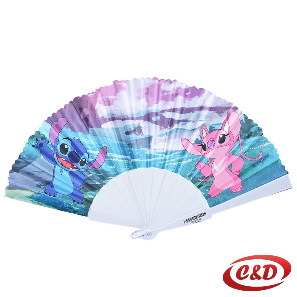 lilo i stitch lepeza plastična plava roza zelena bijela 40 cm