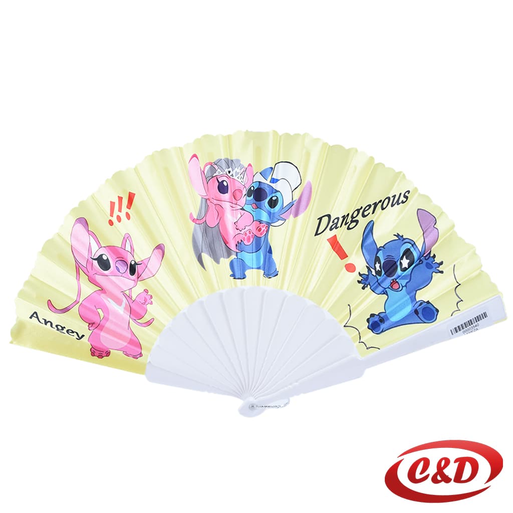 lilo i stitch lepeza plastična žuta bijela plava roza 40 cm