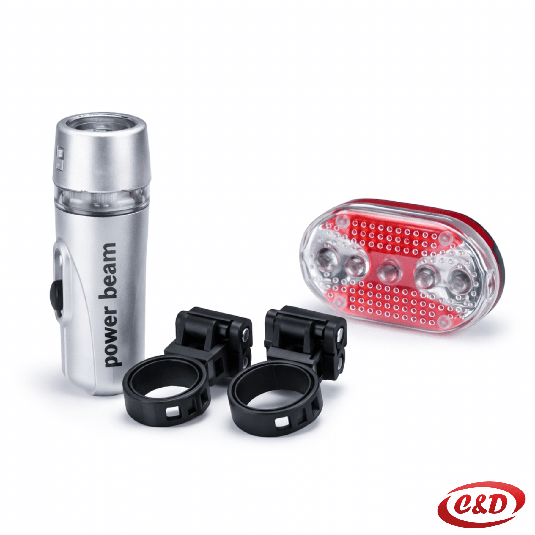 Set LED svjetala za bicikl prednje bijelo i stražnje crveno na baterije