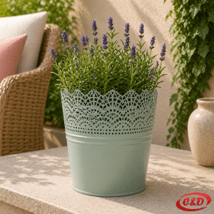 metalna zelena vaza 14 cm promjer 16 cm visina