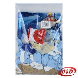 balon luk Stitch QQL-049 sa svijetloplavim, tamnoplavim i bijelim latex balonima te folijskim Stitch balonima