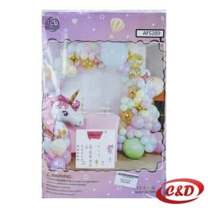 balon luk Unicorn AFS289 s pastelnim latex balonima, velikim folijskim Unicorn balonom, zvijezdama i prozirnim balonima sa zlatnim konfetama