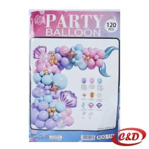 balon luk sirene AQQ-134 sa 120 latex i folijskih balona u ljubičastoj, rozoj i plavoj boji