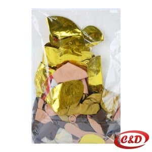 balon luk QQL-143 s bež, smeđim i zlatnim latex balonima te prozirnim balonima sa zlatnim konfetama