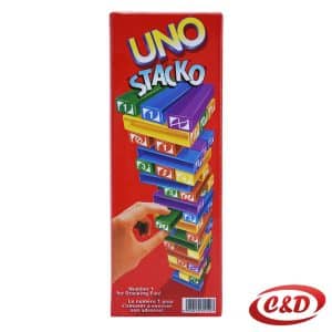 UNO Jenga s 45 plastičnih blokova u crvenoj, žutoj, zelenoj i plavoj boji