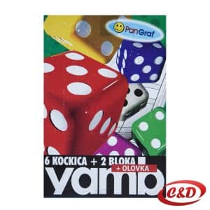 Jamb društvena igra sa 6 kockica, 2 bloka za bodovanje i olovkom