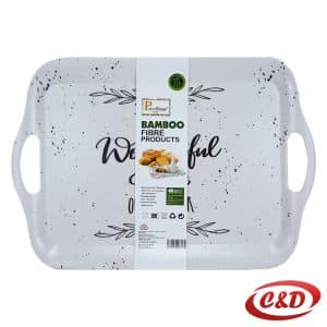 drvena tacna za serviranje sa ručkama 46x30 cm