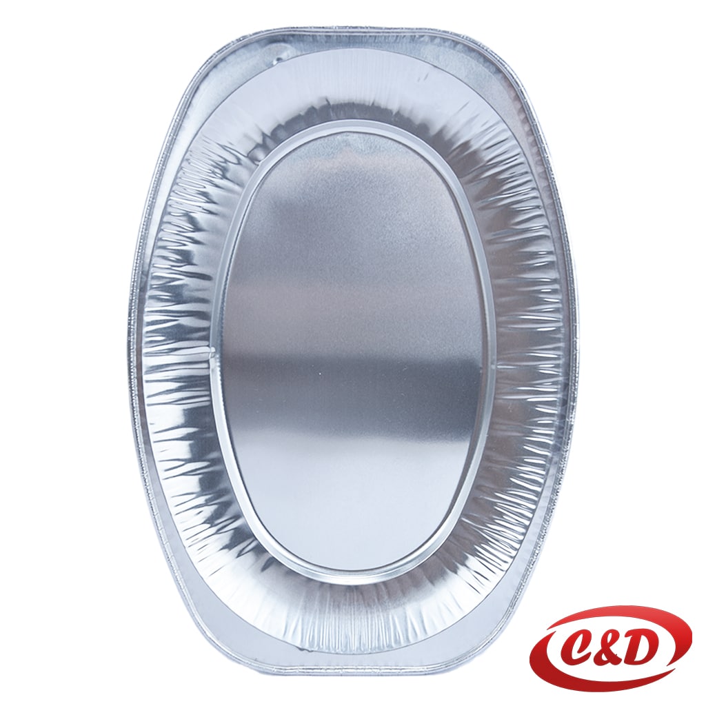 aluminijski oval posuda 35x24 cm srebrna