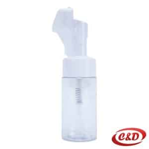 providna plastična boca s bijelom pumpicom za umivalicu za lice visine 18 cm