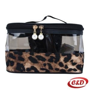 tigrasti poluprovidni kozmetički neseser s dva pretinca dimenzija 20 × 14 × 10 cm