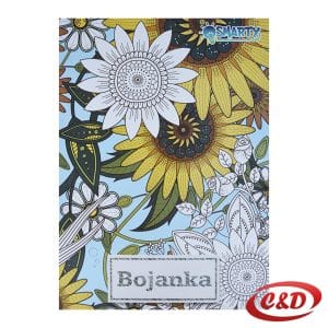 bojanka s 24 lista crteža cvjetova za bojanje u A4 formatu dimenzija 30 × 21 cm