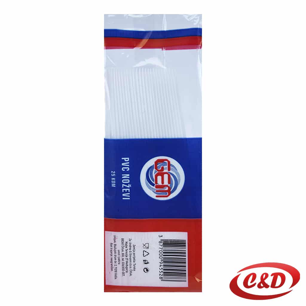 bijeli pvc noževi 17 cm pakiranje 25 kom