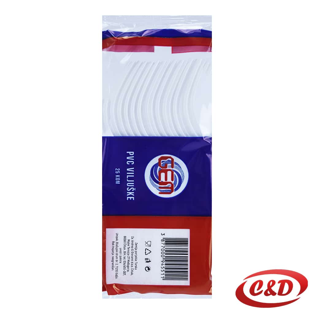 bijele pvc viljuške 17 cm pakiranje 25 kom