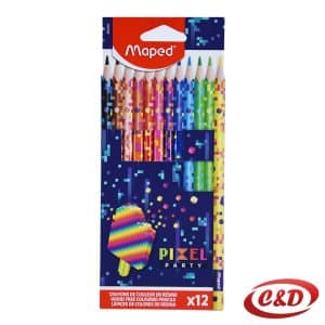 Maped Pixel Party drvene bojice 12 različitih boja u pakiranju dimenzija 20 × 9 cm