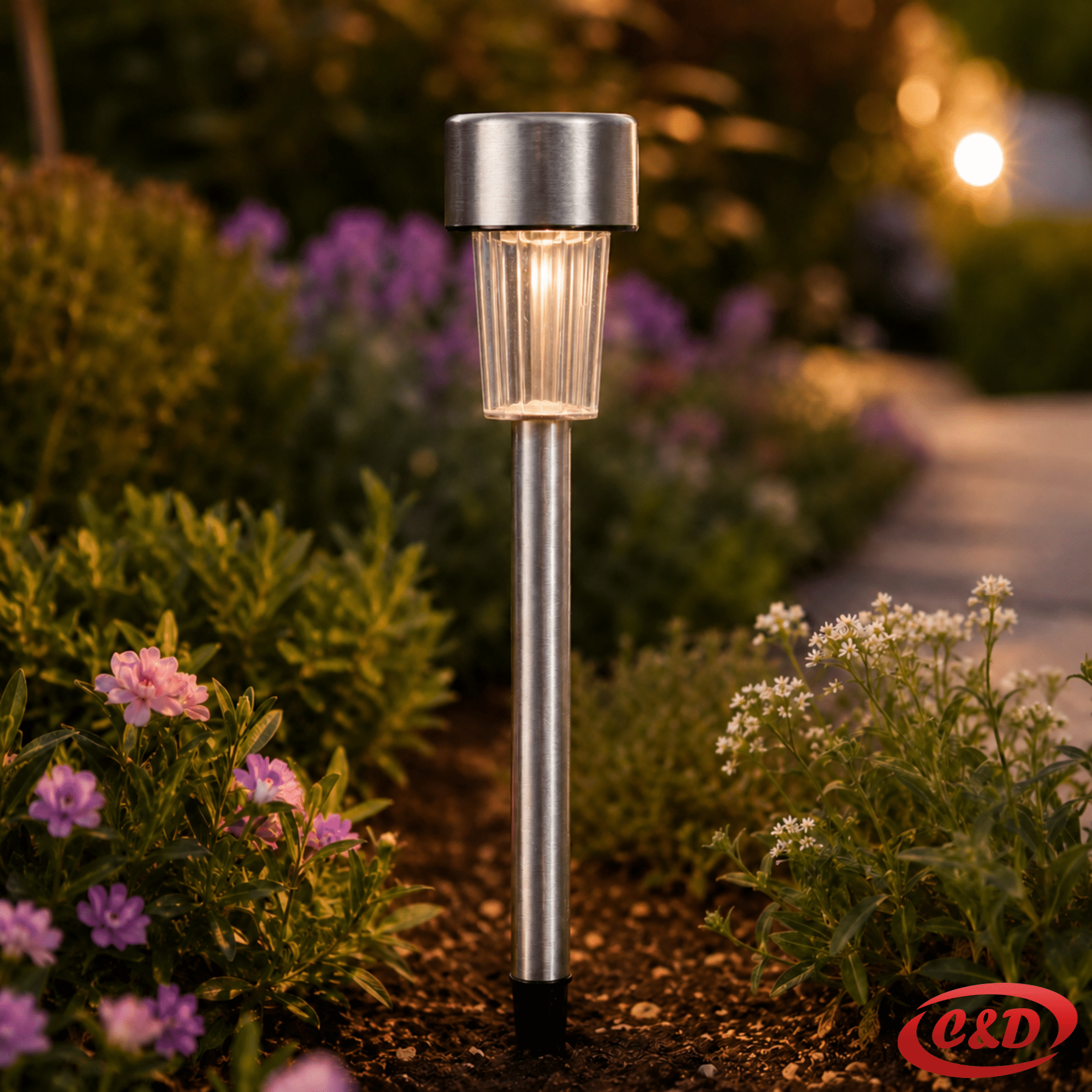 solarna lampa za vrt inox LED 22 cm