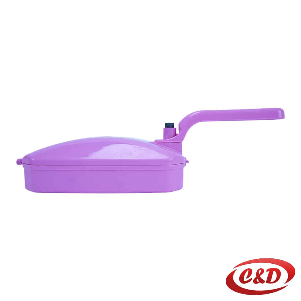Ružičasti plastični aspirator s dvije četke i držačem dimenzija 27 × 11 cm