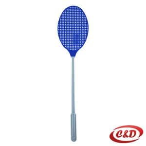 Plava plastična muholovka s bijelom drškom visine 47 cm
