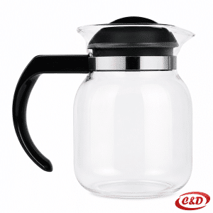 stakleni čajnik 600 ml sa crnom ručkom