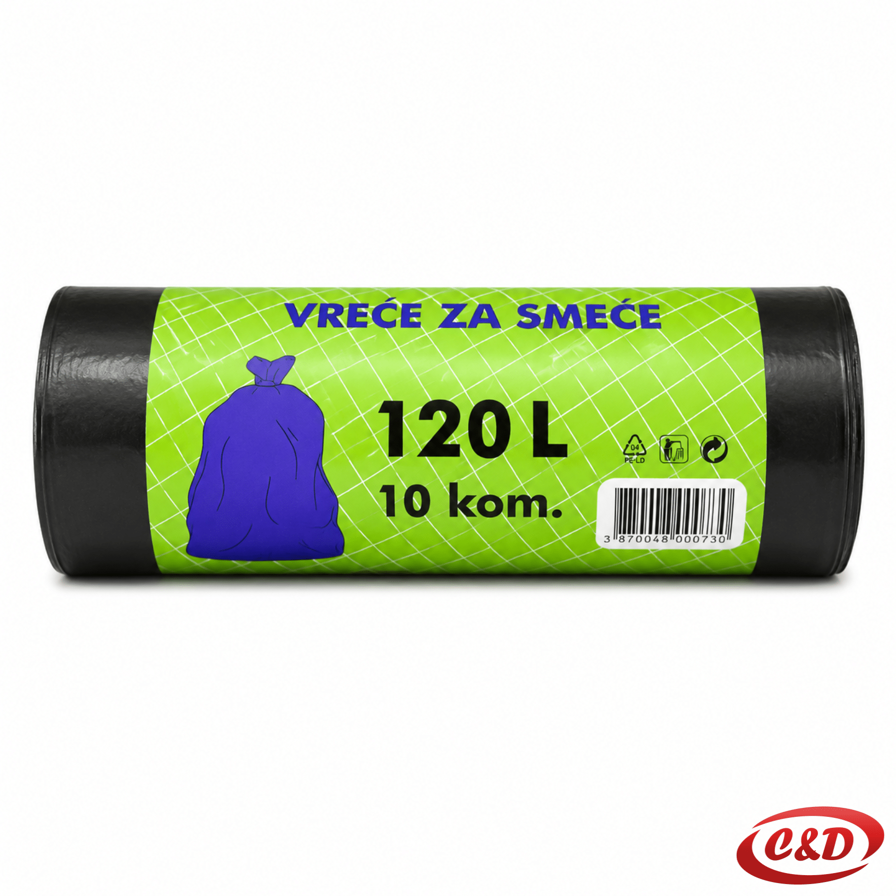 crne vreće za smeće 120 litara 70 x 110 cm pakiranje 10 komada