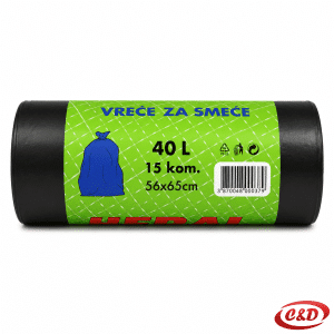 crne vreće za smeće 40 litara 55 x 65 cm pakiranje 15 komada