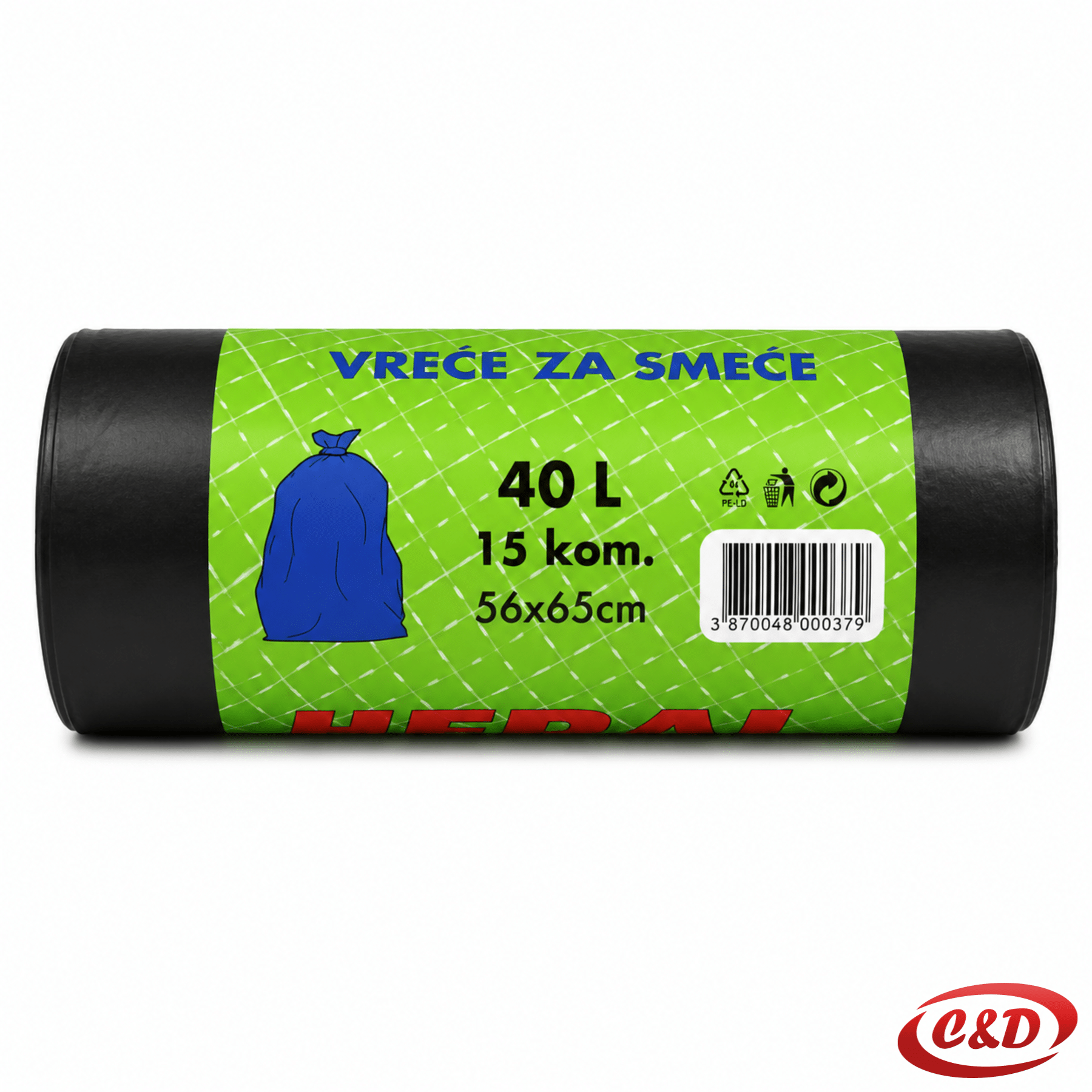 crne vreće za smeće 40 litara 55 x 65 cm pakiranje 15 komada