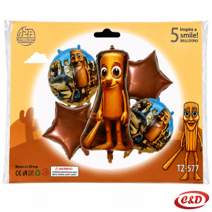 Tung Sahur folijski baloni smeđe boje set 5 komada