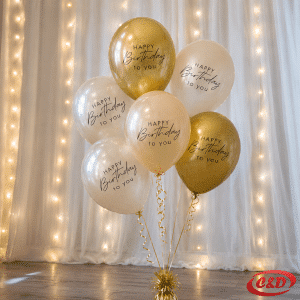 latex baloni zlatne, bijele i bež boje s natpisom Happy Birthday To You 30 cm