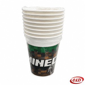 papirne čaše Minecraft 200 ml u zelenoj, smeđoj i bijeloj boji