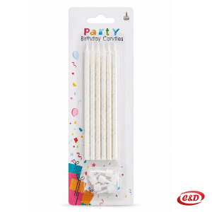 Bijele svijeće za tortu visine 12 cm, set od 6 komada