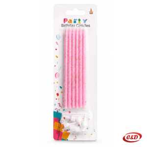 Roze svijeće za tortu visine 12 cm, set od 6 komada