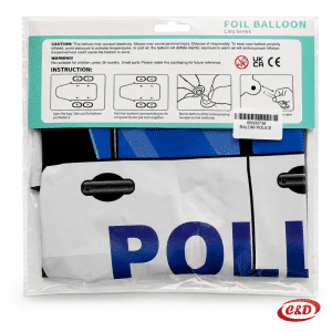3D folija balon Policija u obliku plavo-bijelog auta s natpisom Police, 88 × 45 × 39 cm