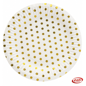 Bijeli party tanjurići sa zlatnim točkicama promjera 18 cm, set 10/1
