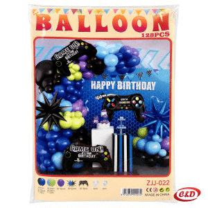 Balon luk Game On ZJJ-029 s plavim, crnim, zelenim i ljubičastim balonima, folijskim zvijezdama i joystickima
