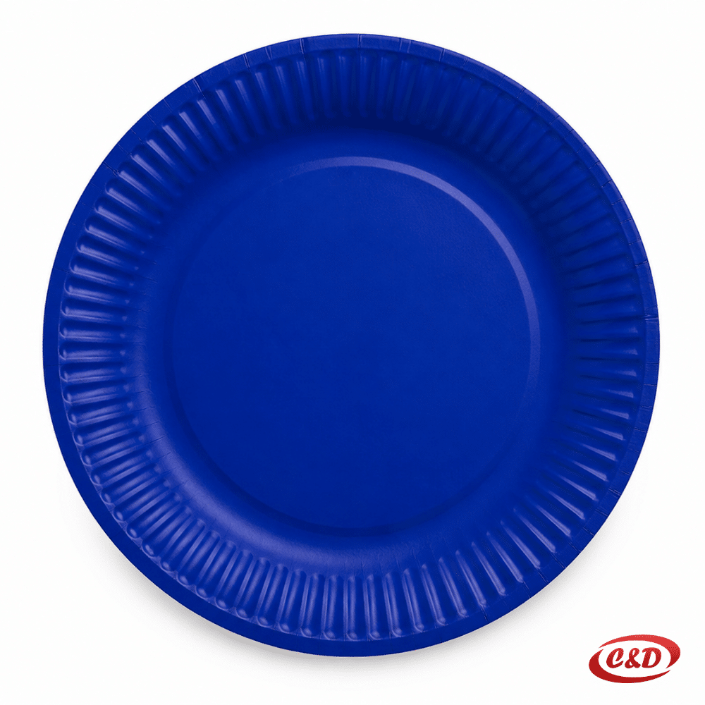 Jednobojni plavi papirni party tanjurići promjera 18 cm, set 10/1