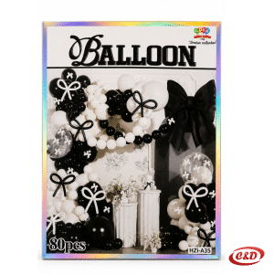 Crno-bijeli balon luk HZi-A35 s prozirnim balonima i 10 bijelih mašni, set 80/1