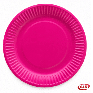 Jednobojni rozi papirni party tanjurići promjera 18 cm, set 10/1