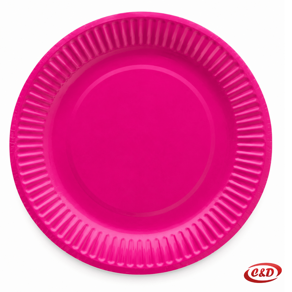 Jednobojni rozi papirni party tanjurići promjera 18 cm, set 10/1
