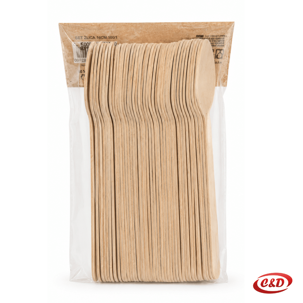 Drvene žlice dimenzija 15 × 3 cm, set od 40 komada