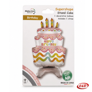 Folija balon torta visine 90 cm u rozoj, bijeloj, plavoj i žutoj boji