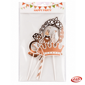 Toperi za tortu Bride to Be u golden rose boji, set 5/1 s glavnim toperom visine 23 cm