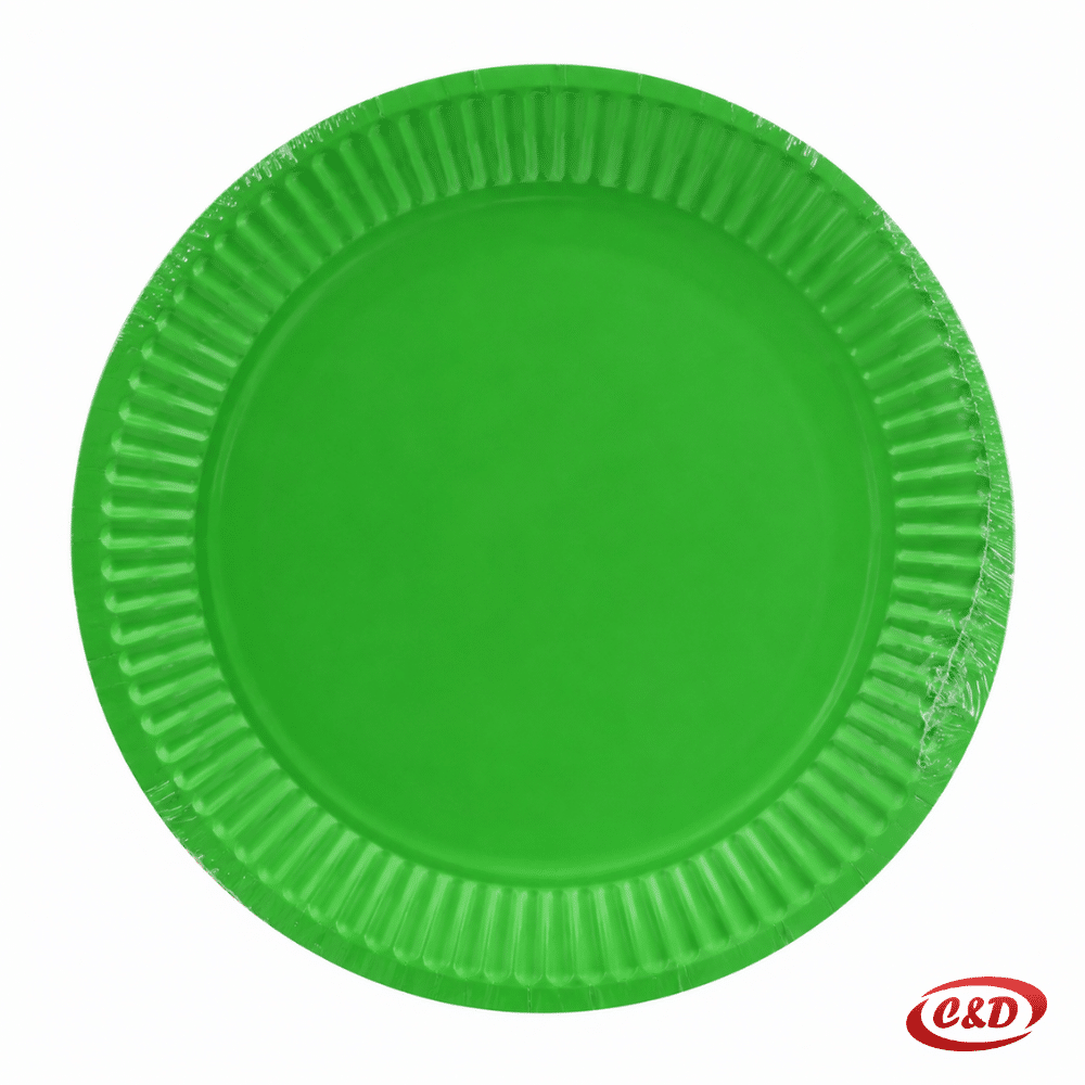 Jednobojni zeleni papirni party tanjurići promjera 18 cm, set 10/1