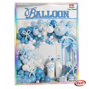Plavo-bijeli set za balon luk HZi-A79 s prozirnim balonima i priborom, 80 dijelova