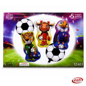 Set folija balona nogometne maskote s dvije nogometne lopte od 45 cm i tri maskote od 60 cm