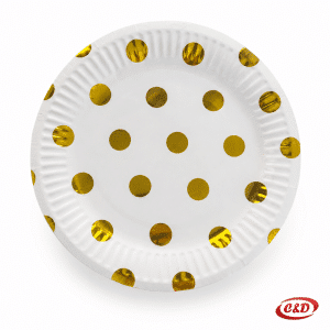 Bijeli party tanjurići sa zlatnim točkicama promjera 18 cm, set 10/1