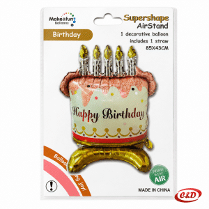 Folija balon Torta s natpisom Happy Birthday, zlatne, roze i srebrne boje, dimenzija 85 × 43 cm