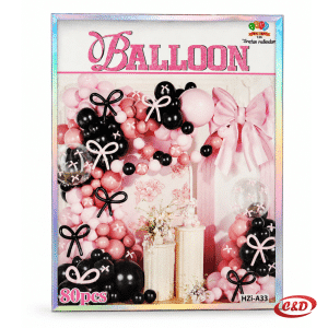 Rozo-crni balon luk HZi-A33 s prozirnim balonima i 10 roza mašni, set 80/1