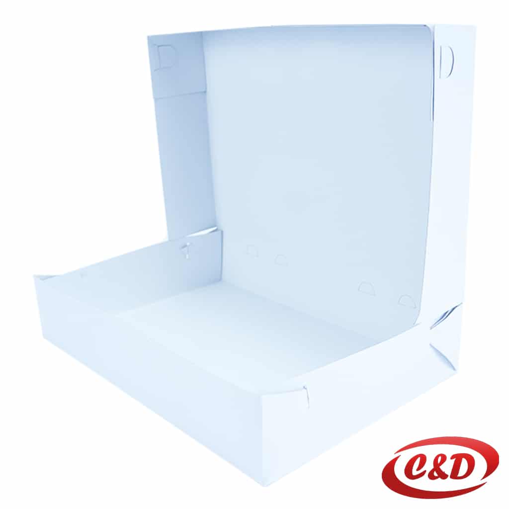 bijela kartonska kutija za kolače bez prozora dimenzija 34 × 23,5 × 7 cm