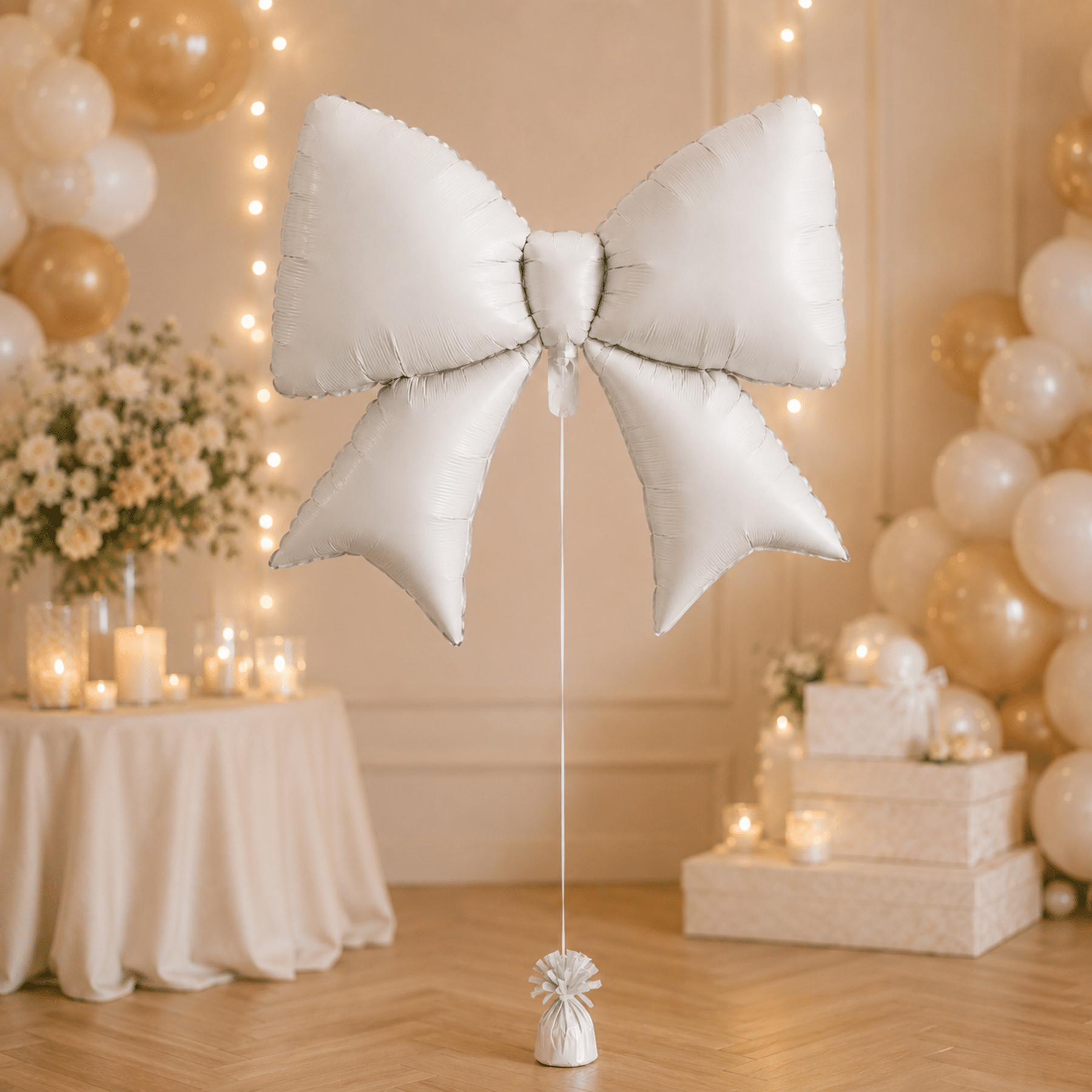 Bijeli folija balon u obliku mašne dimenzija 98 × 75 cm