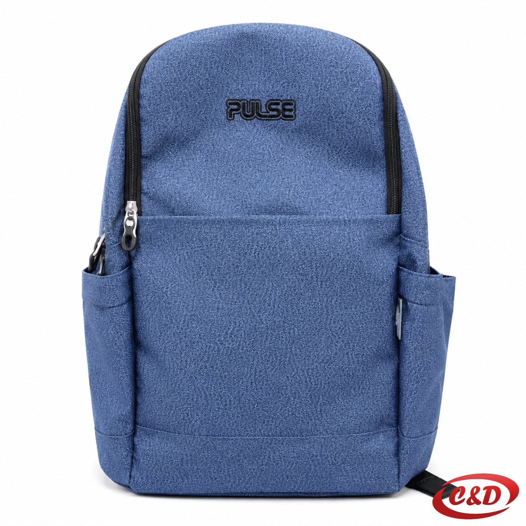 Pulse Oxford Blue plavi ruksak od vodoodbojnog poliestera s anatomskim leđima, bočnim džepovima i prednjim pretincima