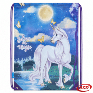 Spirit vrećica za sportsku opremu s motivom Unicorn u plavoj i bijeloj boji sa špagama za zatezanje
